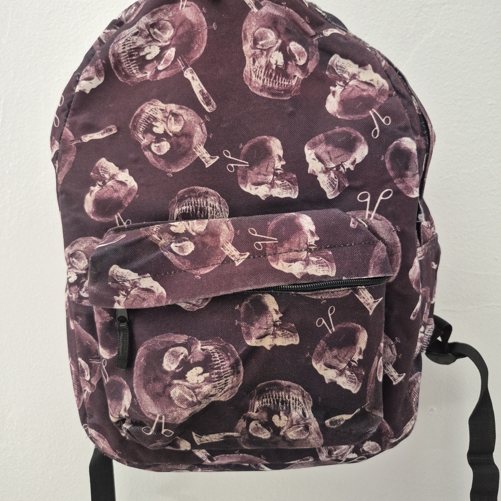 1-UV Skull Print Backpack goth halloween horror